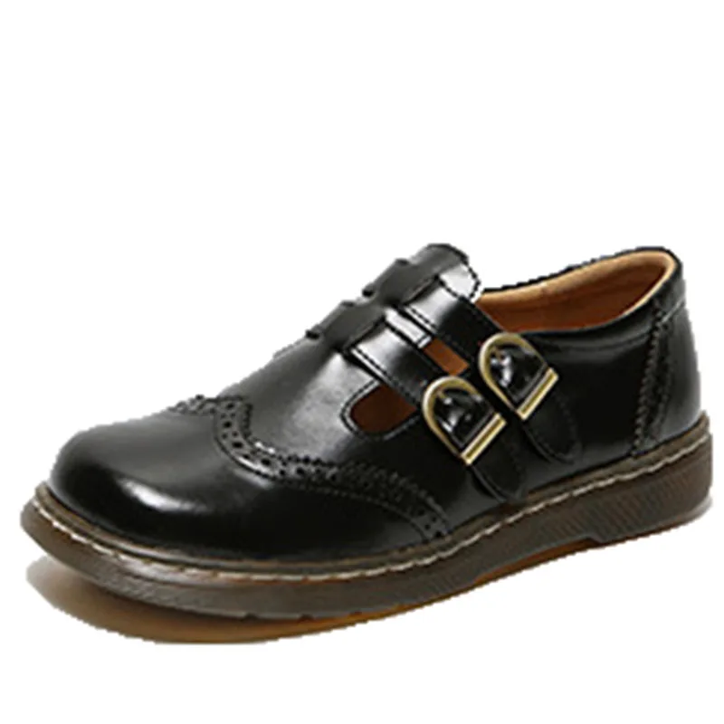 Women Flats British Style Oxford Shoes Women Autumn Soft Leather Casual Maid Shoes Retro Buckle Flats Dress Shoes for Women 2023