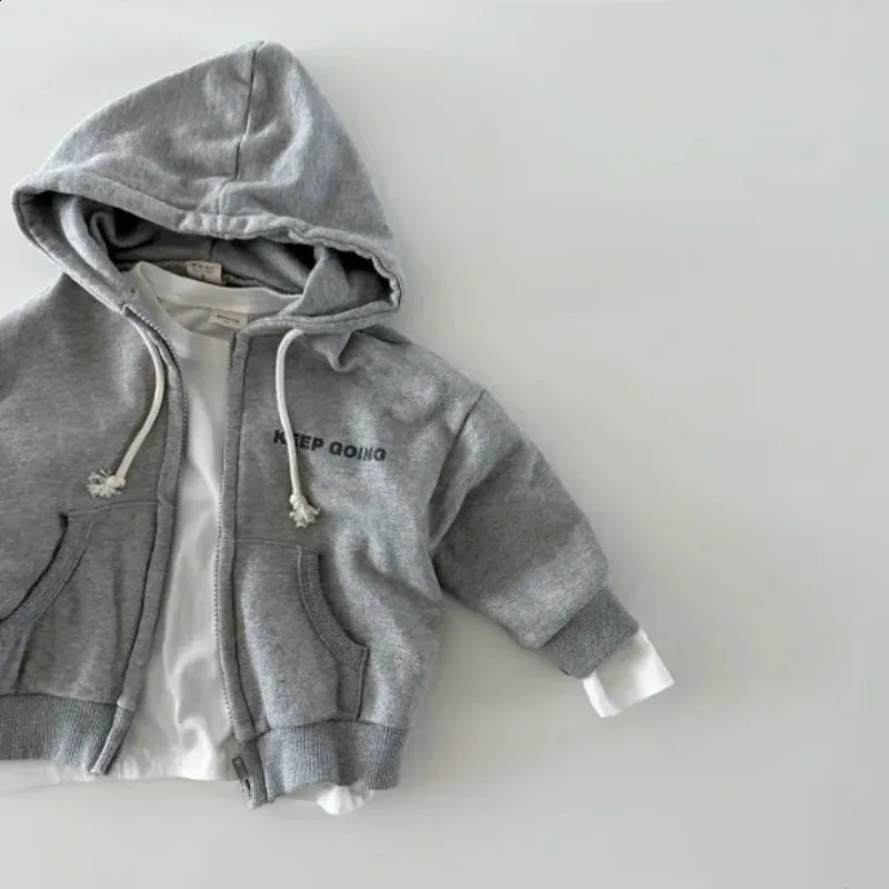 Korean INS Kids Boys Jogger Set Baby Boys Workout Jacket Hoodie Elastic Sweatpant Sets Full Zip Hooded Child Tracksuit 1-6T 240906