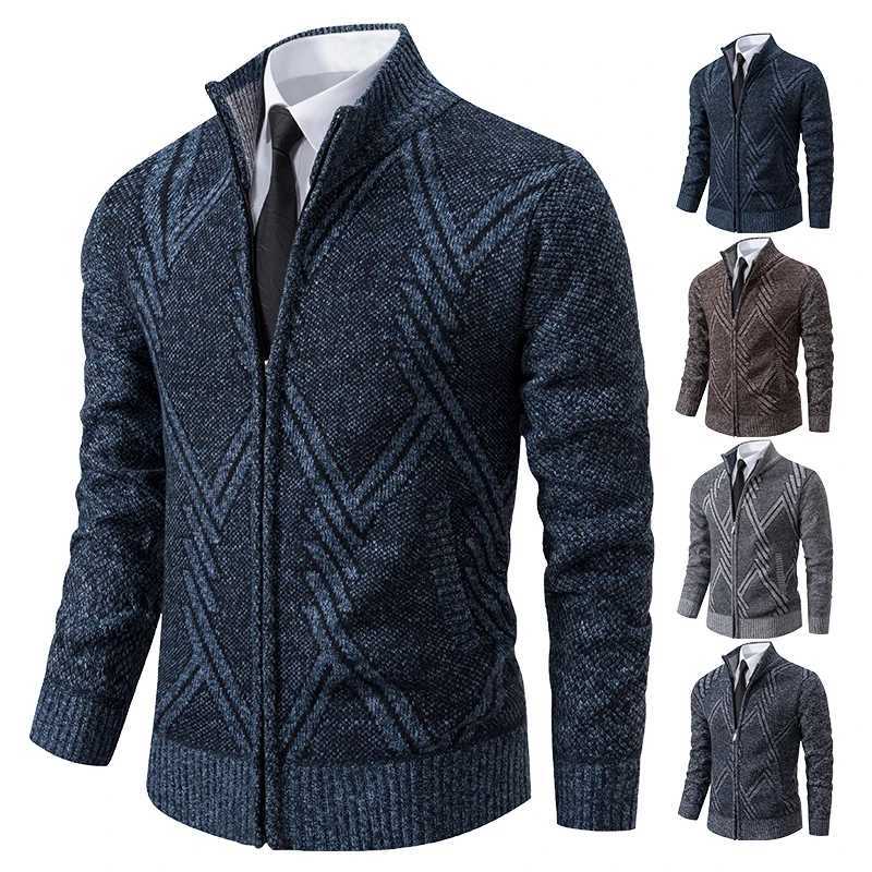 Spring Autumn Knit Cardigan Men Sweater Coat Men Clothes Brown Gray Brand Male Knitting Jackets XJ250805