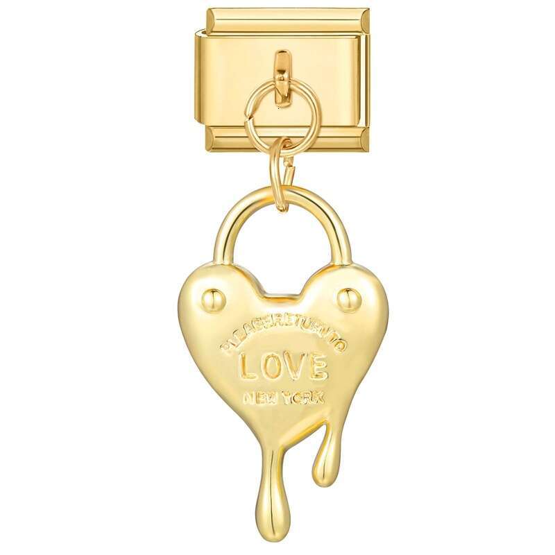 New Women's Gift Gold plated flower butterfly Pendant Italian Charms Links Bangle Beads Fit 9mm Stainless Steel Bracelet Making DIY For Women Fas