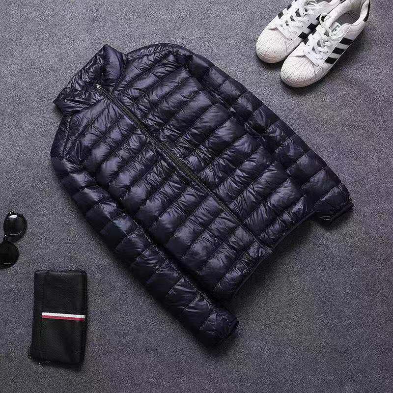 Cotton jacket men's foreign trade men's lightweight feather Rong cotton jacket winter slim fit hooded stand collar solid color warm vest jac
