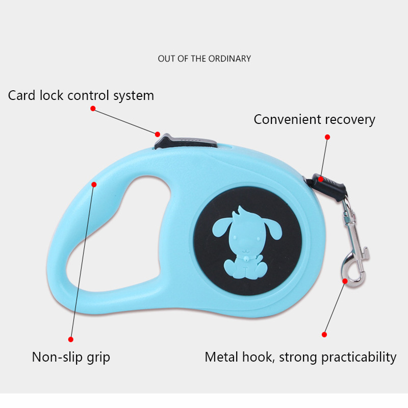 Pet Walking Leash with Anti-Slip Handle,Retractable Dog Leash, Strong Nylon Tape,One-Handed One Button Lock & Release for Dogs