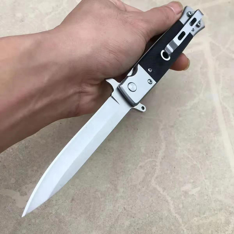 Top Quality Assisted Flipper Knife 440C Satin/Black Oxide Blade G10 with Steel Handle Outdoor Camping Hiking Fishing EDC Poc Knives