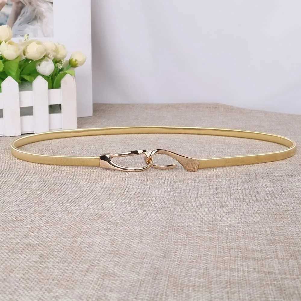 Womens Full-Metal Simple Elastic Stretch Hook Waist Belt for DressX240914