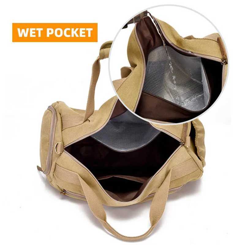 Canvas Travel Shoulder Bag for Men Dry and Wet Separation Casual Handbag Gym Fitness Outdoor Sports Training Large Luggage 240914