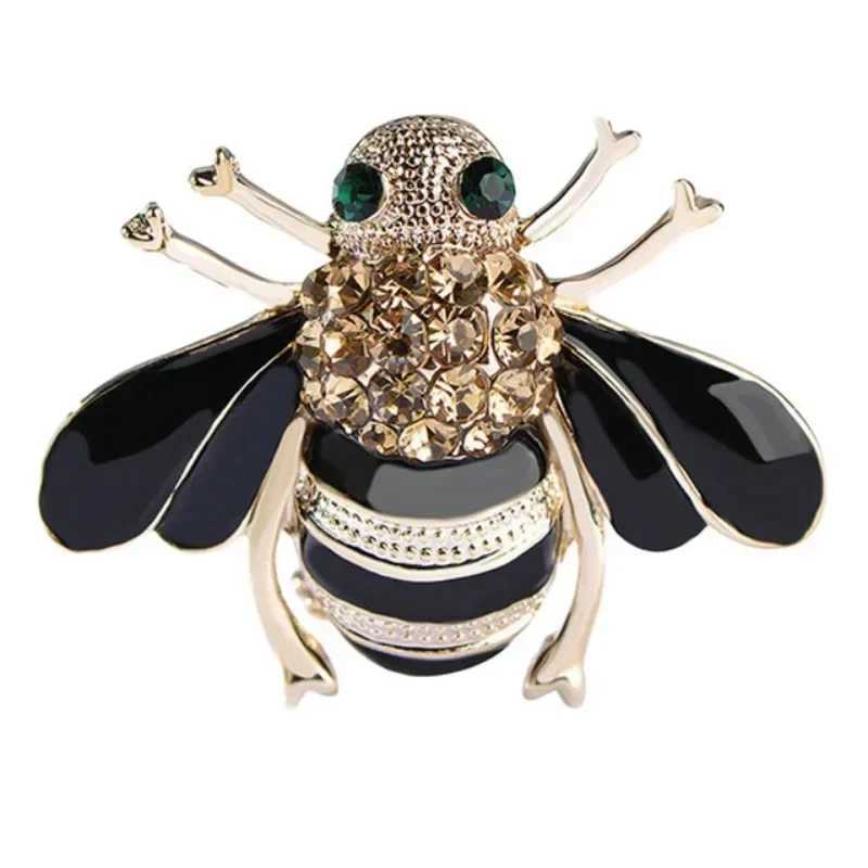 High Quality Shiny Bee Broochs for Women New Charm Black Enamel Crystal Zircon Pins for Backpacks Suit Party Jewelry AccessoriesX240914