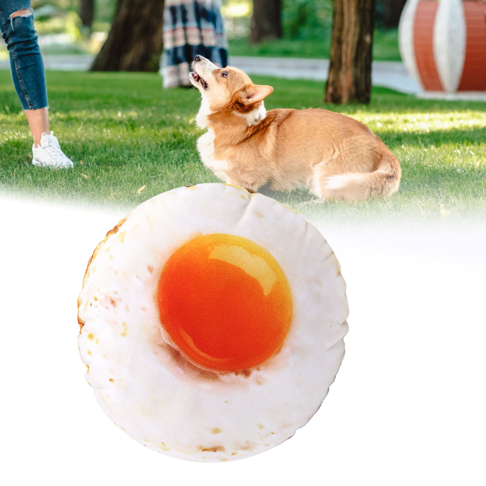 Fried Egg Plush Dog Toys Fun Cute Cartoon 3D Simulation Teeth Grinding Relieve Boredom Pet Chew Toy For Dogs Puppies Pets