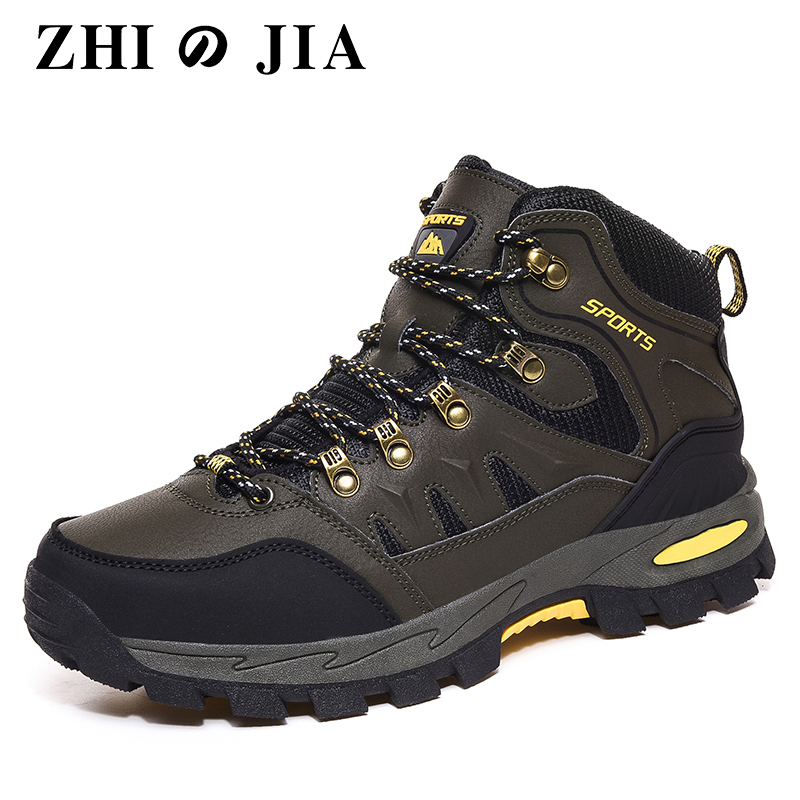 Large Size 36-48 Men Winter Snow Boots Waterproof Leather Sneakers Super Warm Men's Boots Outdoor Male Hiking Boots Work Shoes