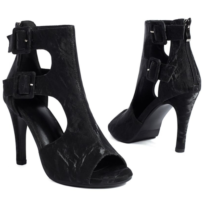Size New Large Summer For Women Sandals Peep toe High Heels Ankle Boots Buckle Black Gladiator Party Dance Shoes Ladies 37c5