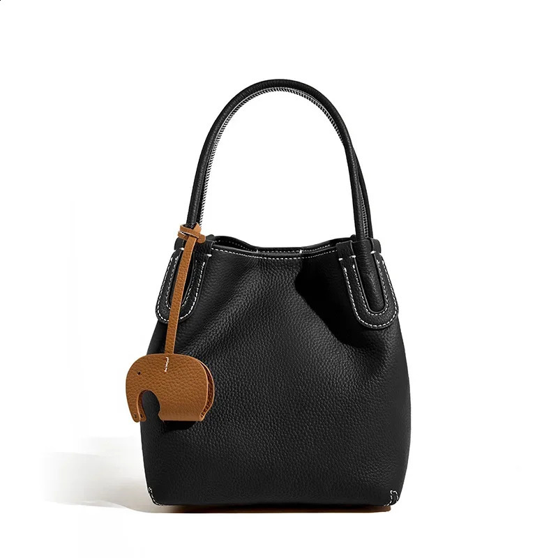 YOUDEYISI leather bucket bag niche layer denim retro single shoulder Oblique span womens vegetable basket handbag 240913