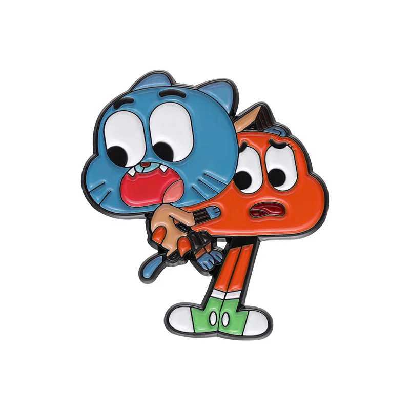 Creative Anime Character Enamel Pins Cute Cat World Embracing Alloy Brooch Badge Personalized Jewelry GiftX240914