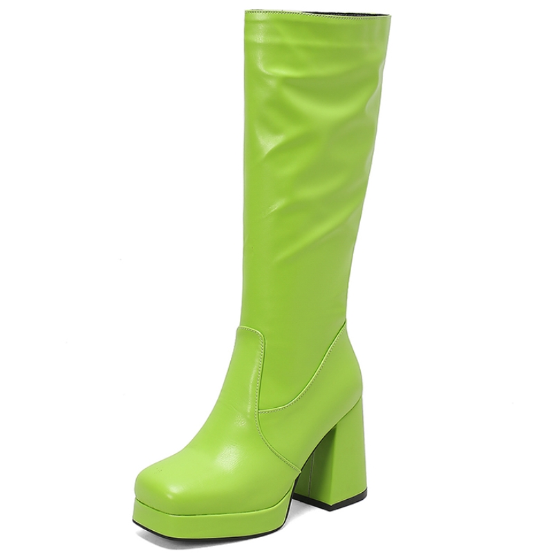 Pink Green Knee High Boots Women Platform Winter Autumn Ladies Sexy Long Shoes Women's Party Boot Large Size 45 New 2024 98f3 's