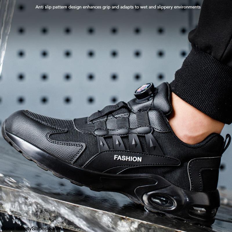Safety Breathable Rotating Button Air Cushion Men Protective Shoes Anti-smash Anti-puncture Work Boots c57a