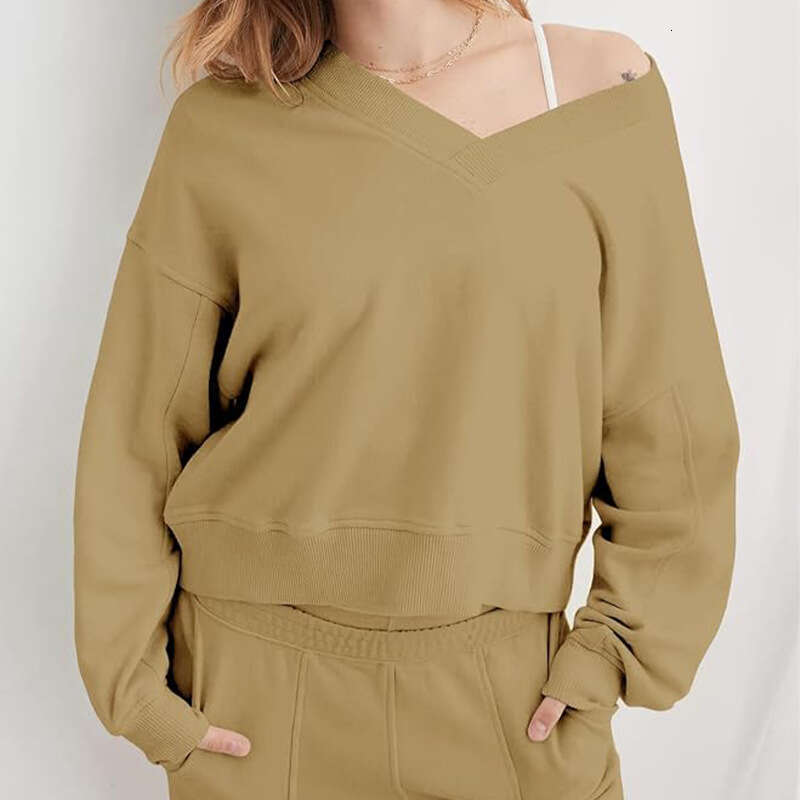 2024 new long sleeved casual top loose hanging straight tube sports suit for women