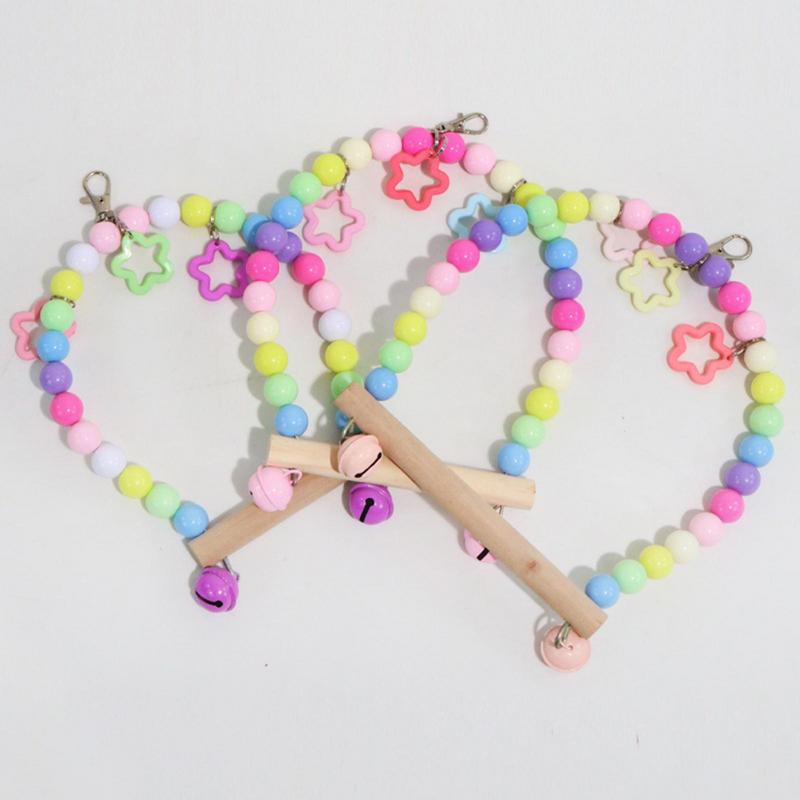 Parrot Swing Toy Birds Perch Hanging Play Stand With Colorful Bell And Beans Birds Lovers Cage Accessories For Bird Supplies