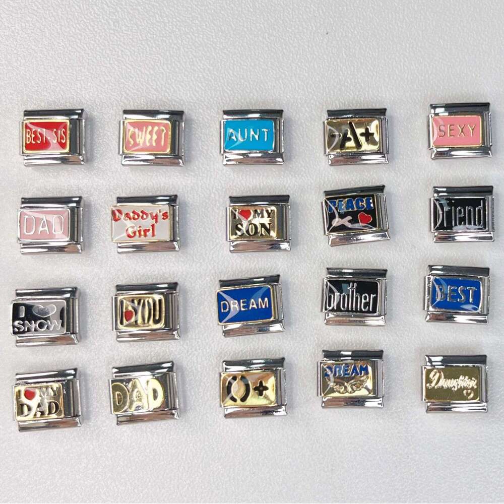 New Women's Gift I love my Dad Bead Italian Charms Links Bangle Beads Fit 9mm Stainless Steel Bracelet Making DIY For Women Fashion Jewelry