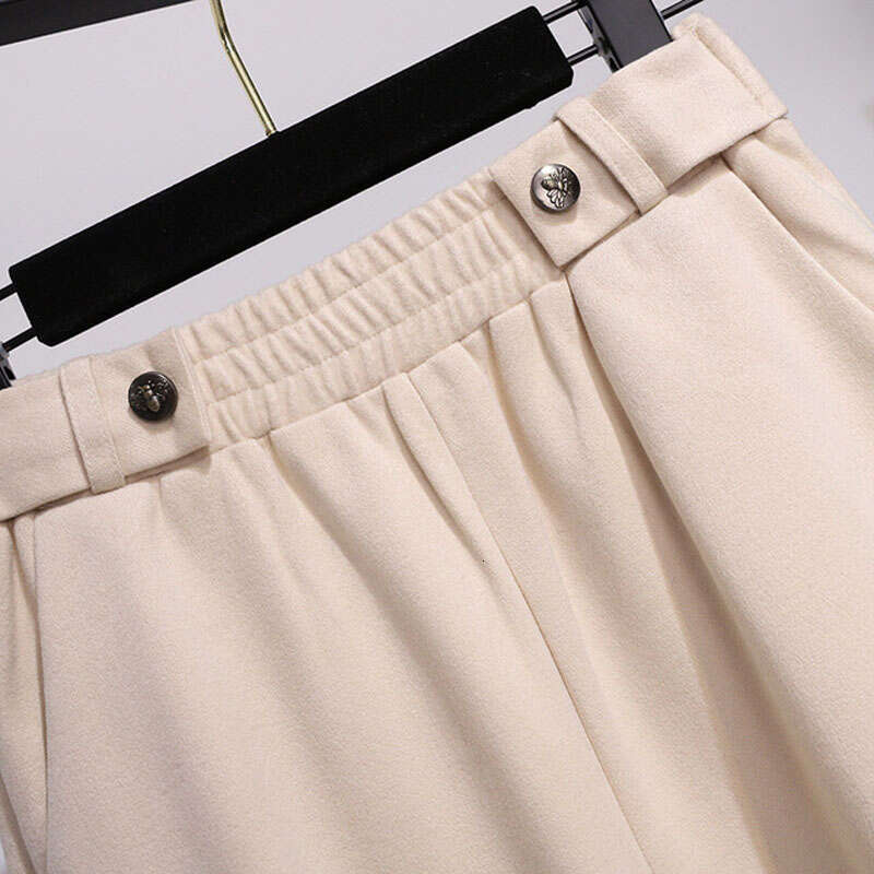 155Kg Plus Size Women's Autumn Woolen Trousers 5Xl 6Xl 7Xl 8Xl 9Xl 10Xl High Waist Thin Radish Casual Harem Pants Women
