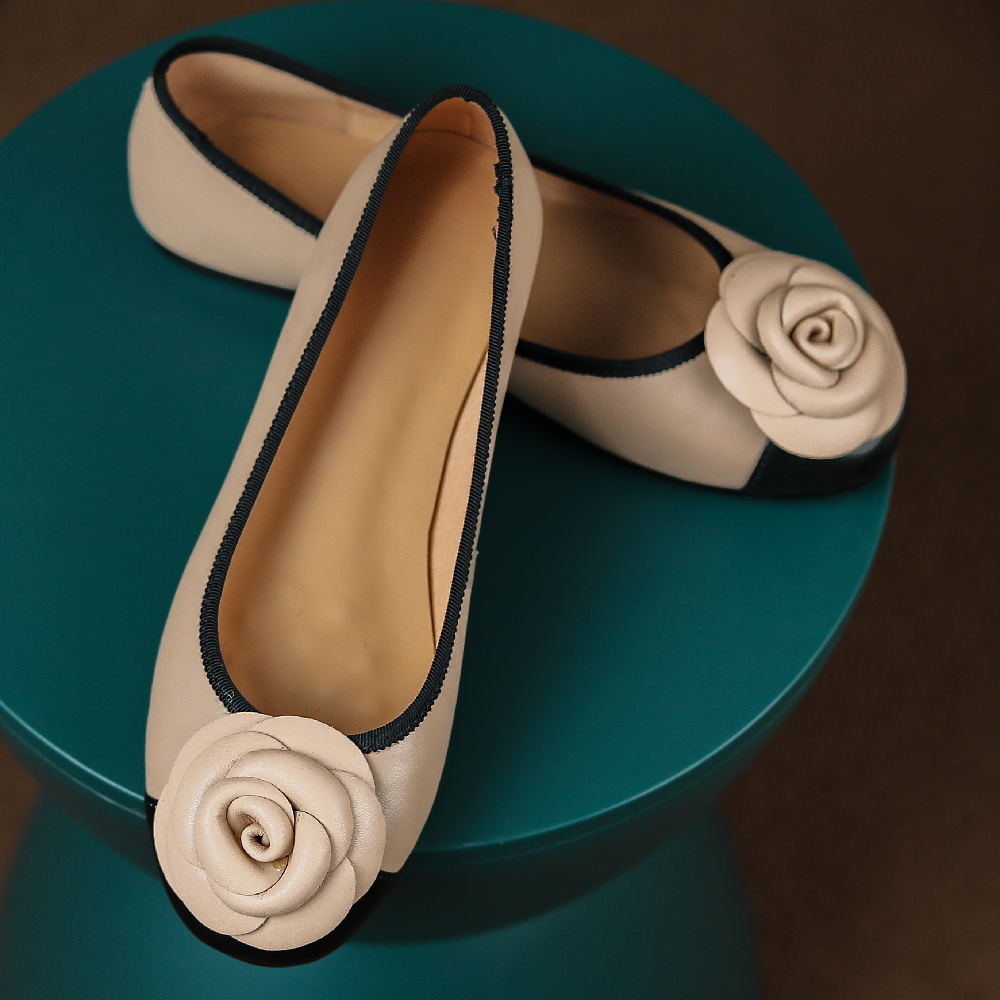 Women's Leather Mix Color Round-Toe hot Slip-On Ballerinas - Soft and Comfy Casual Flats