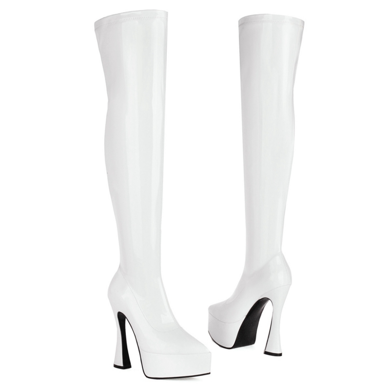 Over Sexy the Knee High Boots Women Platform Red White Black Long Thigh Boot Heels Winter Party Fetish Shoes Lady Large Size 48 5380