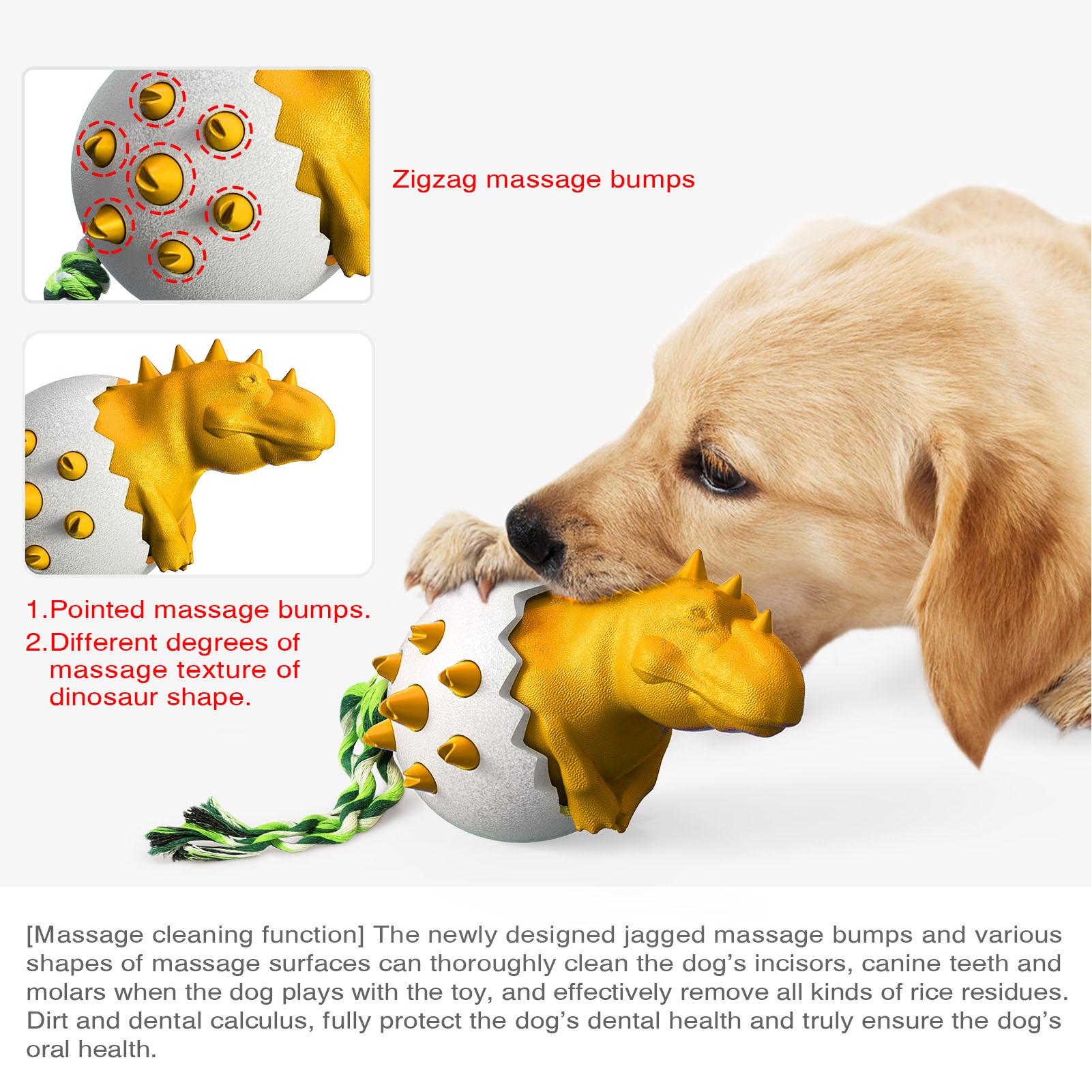 Dinosaur Egg Dog Chew Toys Bite Resistance Dog Toothbrush Chew Toys For Dog Dental Care
