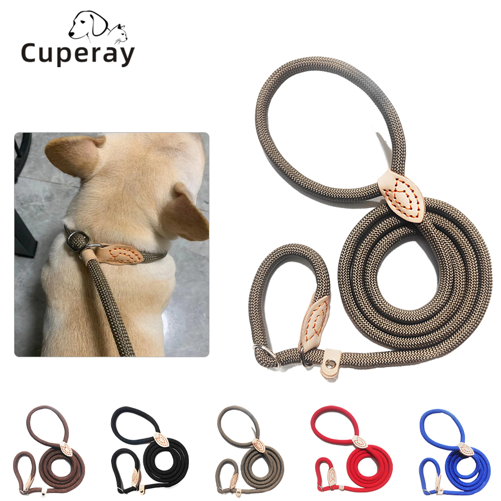 Dog Leash Slip Lead Snap Hook Rope Leash Strong Braided Dog Training Leash No Pull Training Lead Leashes for Medium & Small Dogs