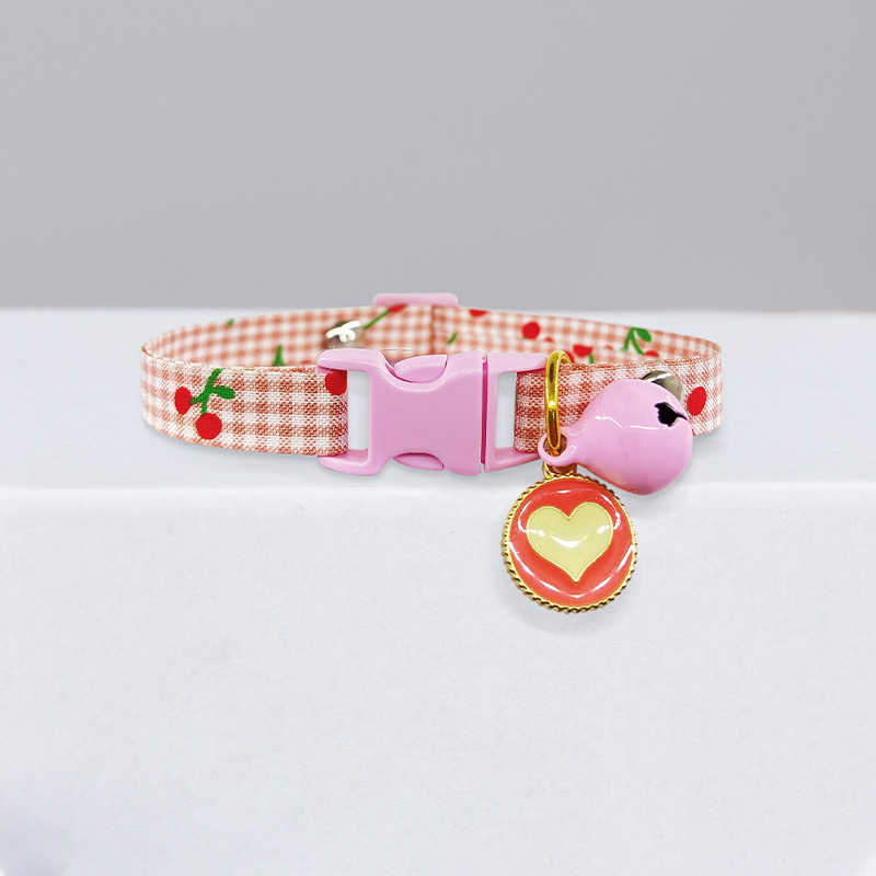 Adjustable Cat Collar,pet Collar with Bell and Heart Tag Decoration To Prevent Getting Lost for Cats and Puppies Pet Accessories