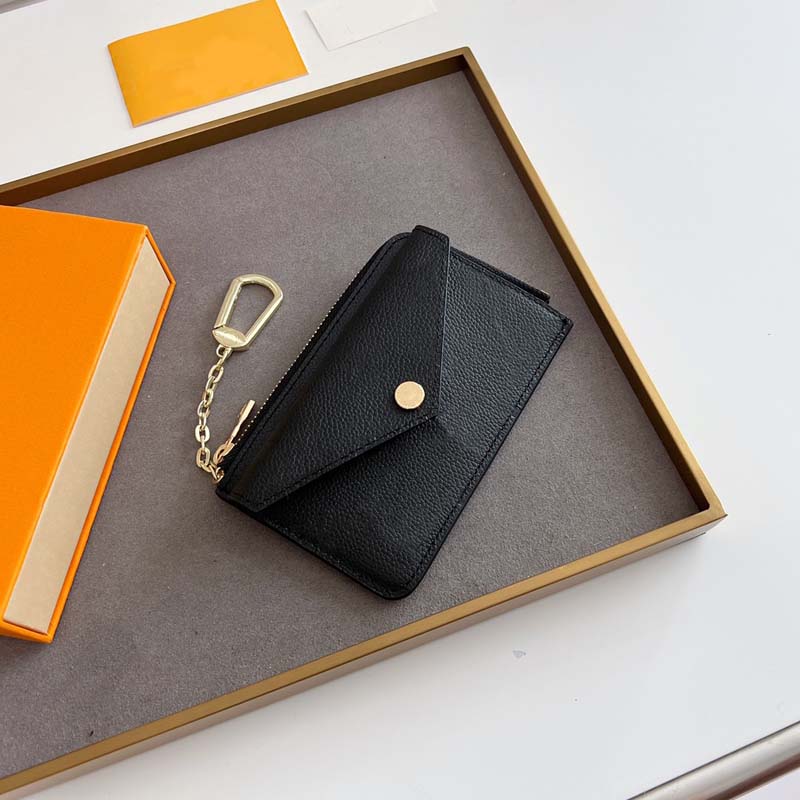 Designer wallet key chain pouch women Card Holder keychain Fashion purses embossed leather purse credit card mini wallets lady short money clutch bag with box PRPU