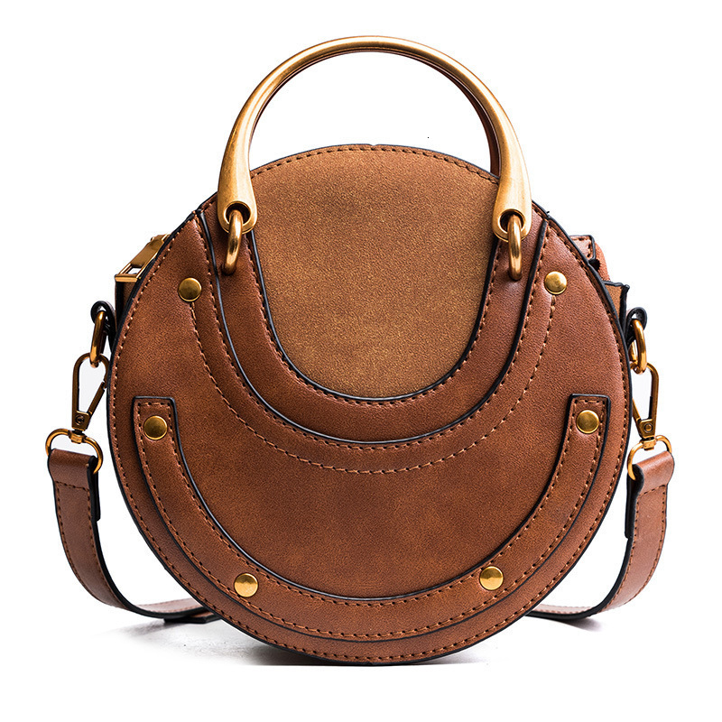 Women's Small Round Bag with Frosted Splicing - Inspired Crossbody Handbag for 2025