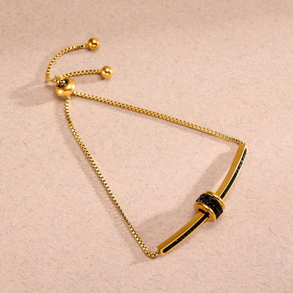 Designer 18K Gold Bracelet for Women Black Diamond Smile Small Waist Bracelet with Drawable High End Versatile Bracelet Non Fading Simple Color Preser