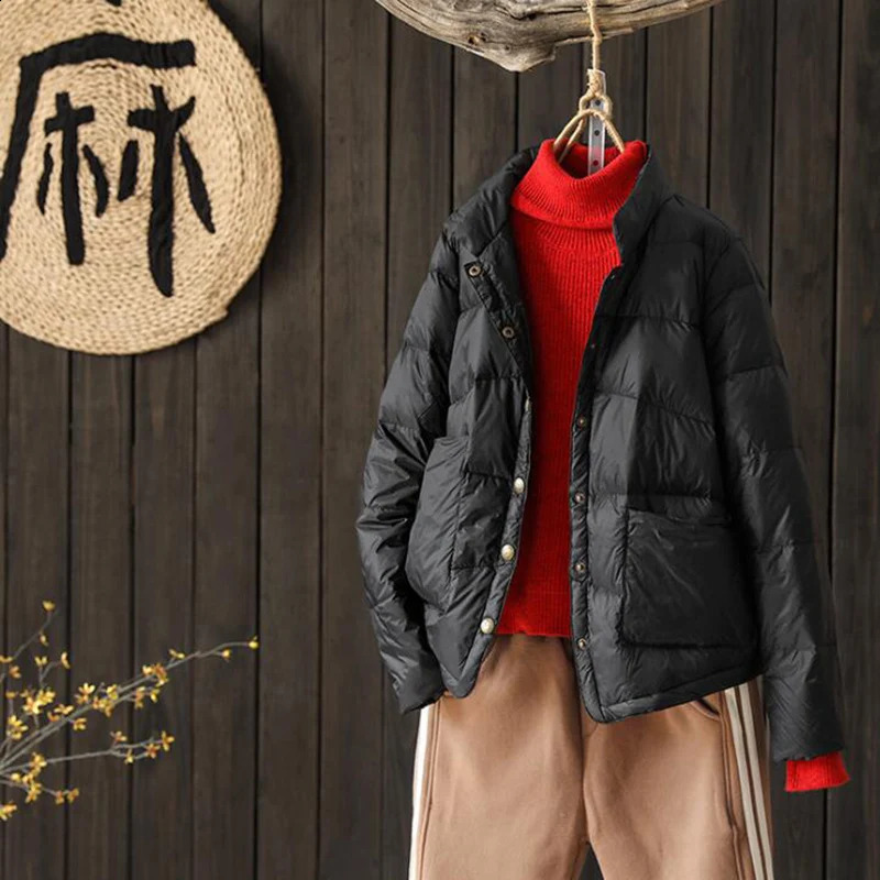 SEDUTMO Spring Duck Down Jacket Womens Ultra Thin Short Inflatable Jacket Winter Ultra Thin Pocket Park ED1432 240913