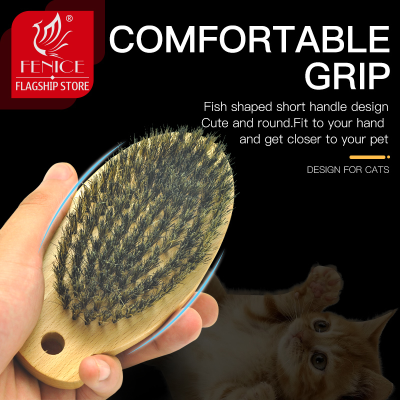 Fenice Professional pet grooming dog cat hair massage comb, pig bristle brush, static-free dog and cat cleaning combing brush
