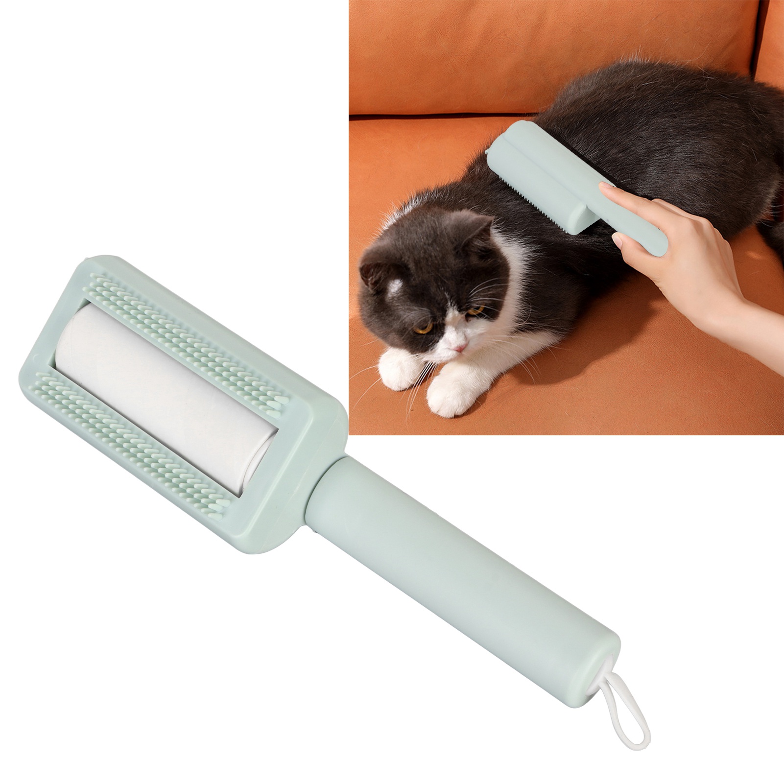 Pet Hair Remover Roller for Shedding and Grooming, Sticky Brush, Multipurpose Efficient, 3 Rows Teeth, Light Blue