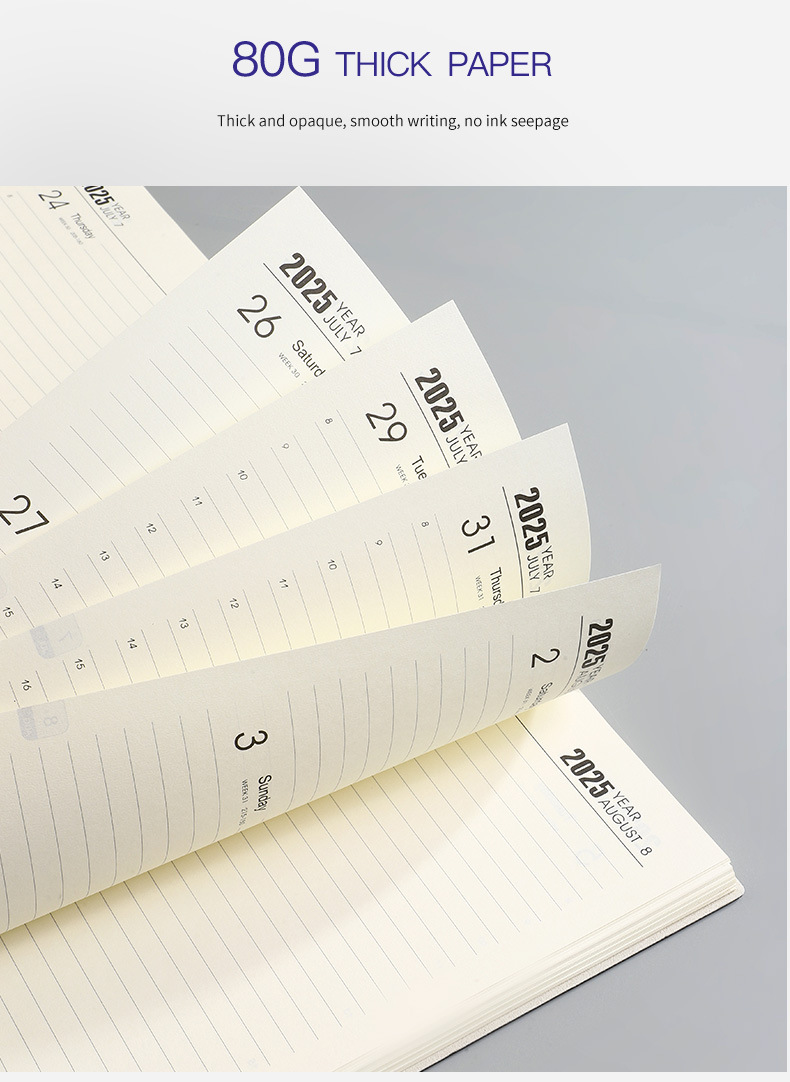 2025 Daily Plan Book, Business Multicolor Hardcover Portable Notepad