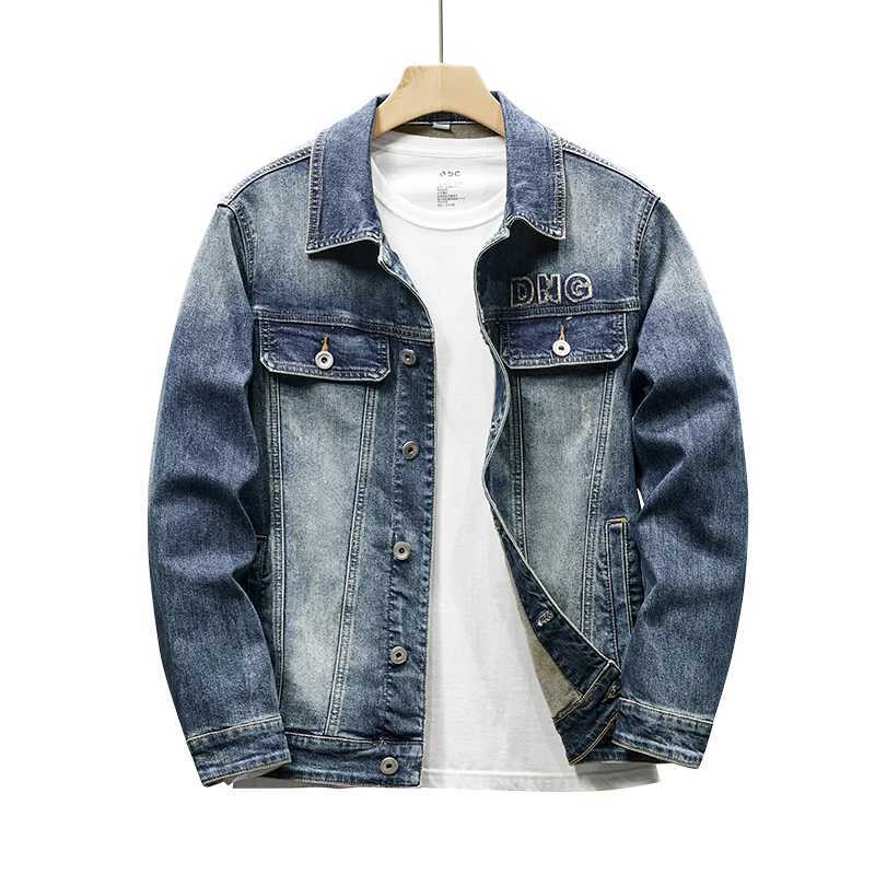 High quality new blue denim jacket with simple design letters embedding trend mens jacket top of the line mens jacket jeans mens jacket W240914