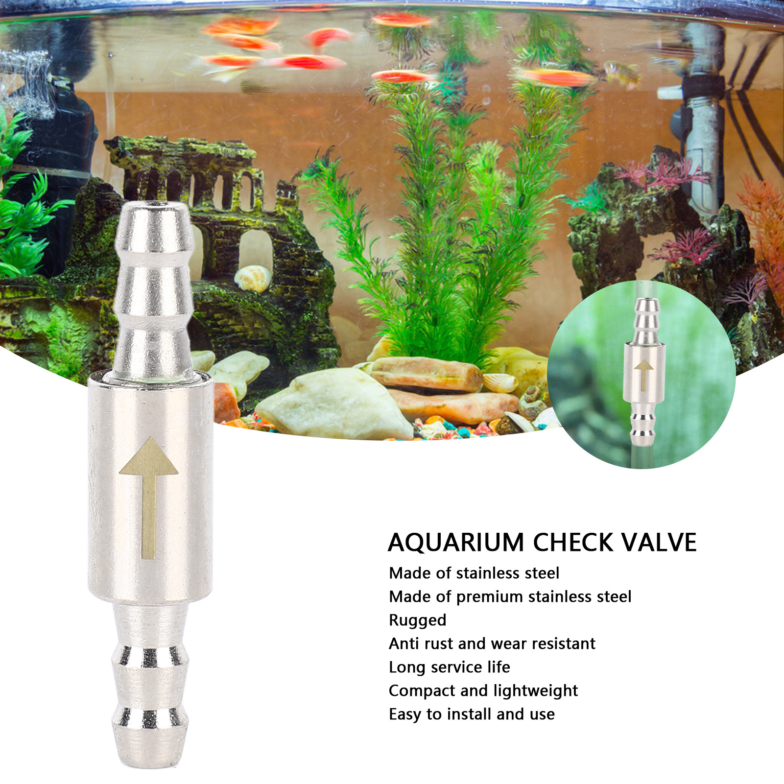 Aquarium CO2 Check Valve Professional Stainless Steel Check Valve For Aquarium CO2 System