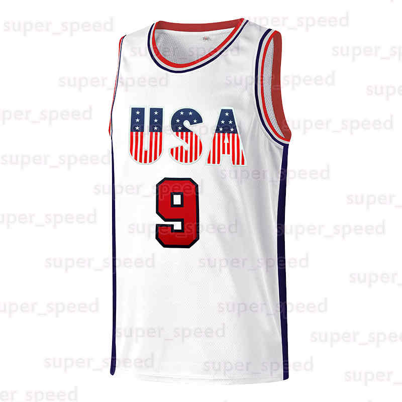 Men's 9 Embroidered Basketball Jersey White America Flag Breathable Sleeveless Crew Neck Top for Men Loose Fit Slight Stretch Polyester Fabric Ca