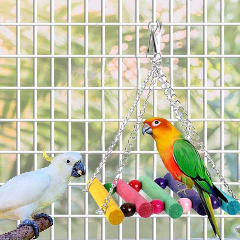 Chinchilla Wooden Ladder Bridge Toy Parrot Play Stand Climbing Toys Quick-Connect Zipper Small Animals Toys Durable With Hooks