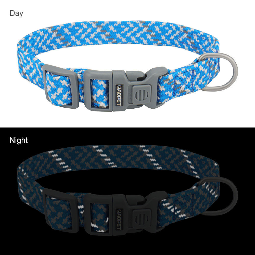 3M Reflective Dog Collars Adjustable Dog Collar Multi-Colored Stripe Nylon Pet Collars for Large & Medium Dogs Outdoor Adventure