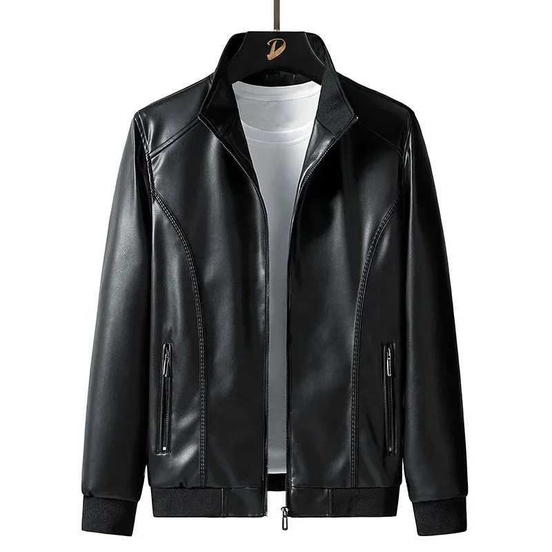 Cross Border Foreign Trade Mens Oversized Leather Clothing Autumn Tight Standing Collar Leather Jacket TrendX240913