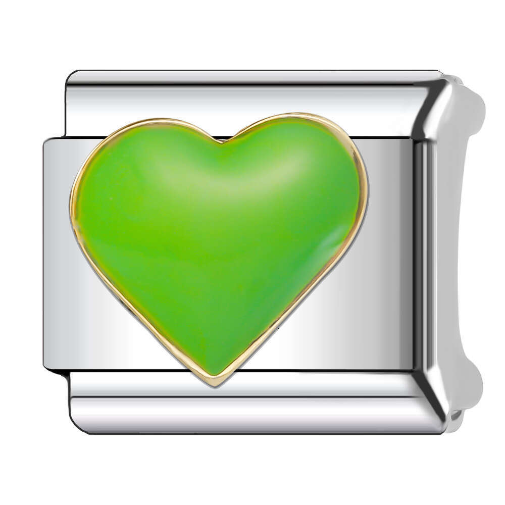 New Women's Gift Colorful Love heart Bead Italian Charms Links Bangle Beads Fit 9mm Stainless Steel Bracelet Making DIY For Women Fashion Jewelry