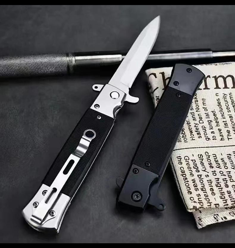 Top Quality Assisted Flipper Knife 440C Satin/Black Oxide Blade G10 with Steel Handle Outdoor Camping Hiking Fishing EDC Poc Knives