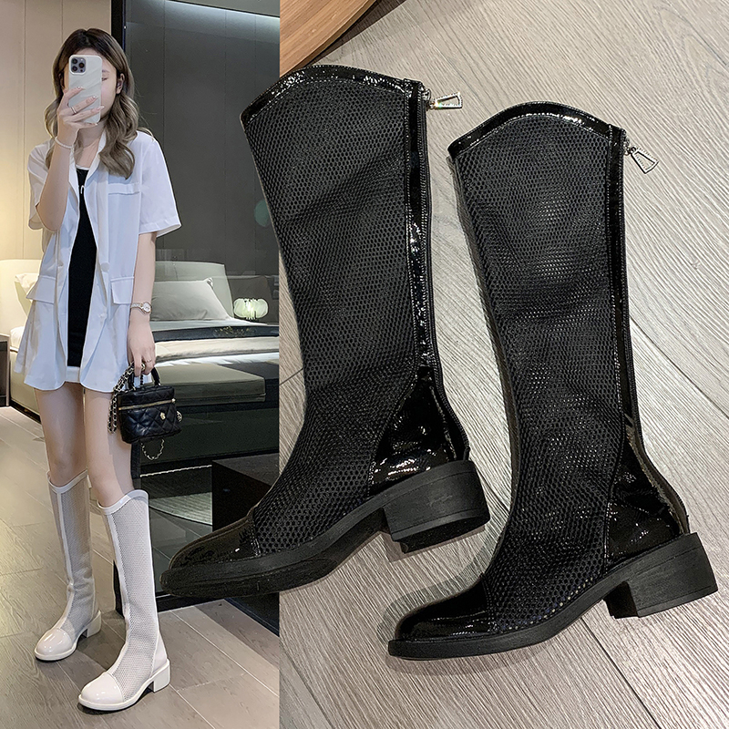 Long Boots Summer Long Thin New Ins Thin Mesh Boots Breathable Hollow Mesh Cool Platform Boots Platform Shoes