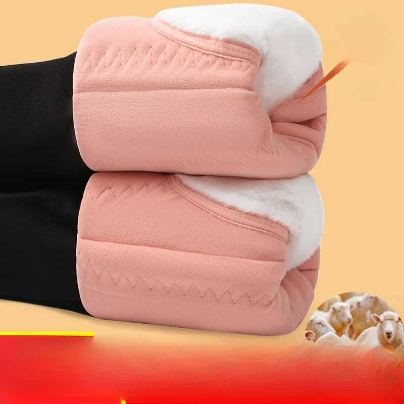 Extra Thick Women Winter Lamb Cashmere Warm Leggings with Fleece Slim Cotton Velvet Pants Thermal High Waist Elastic Pants V647X240914