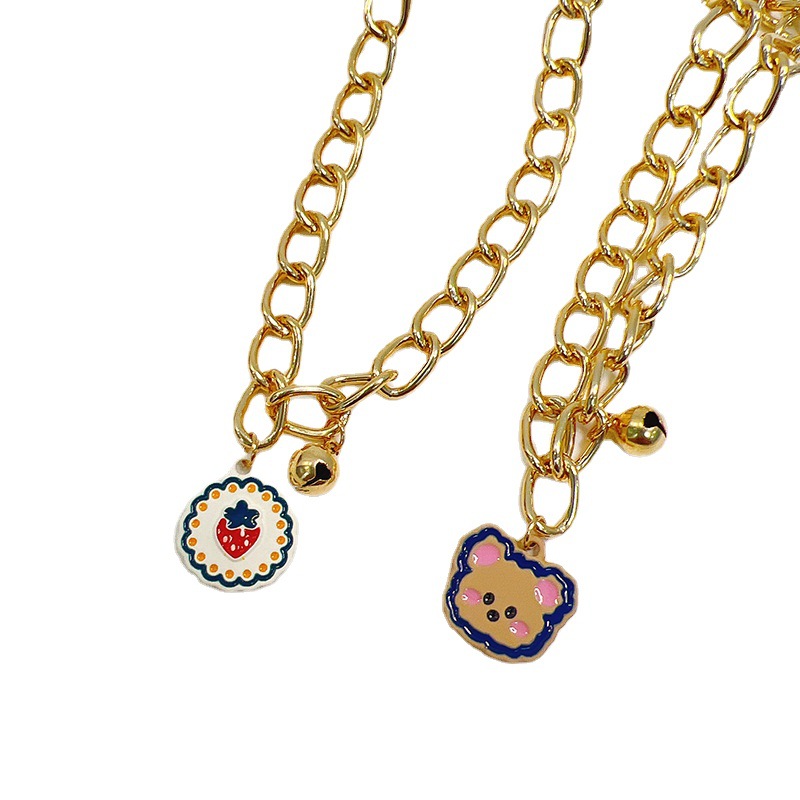 Cat Collar Necklace Adjustable Pet Collars with Cute Cartoon Pendant Puppy Collars Teddy Yorkshire Necklace Jewelry Accessories