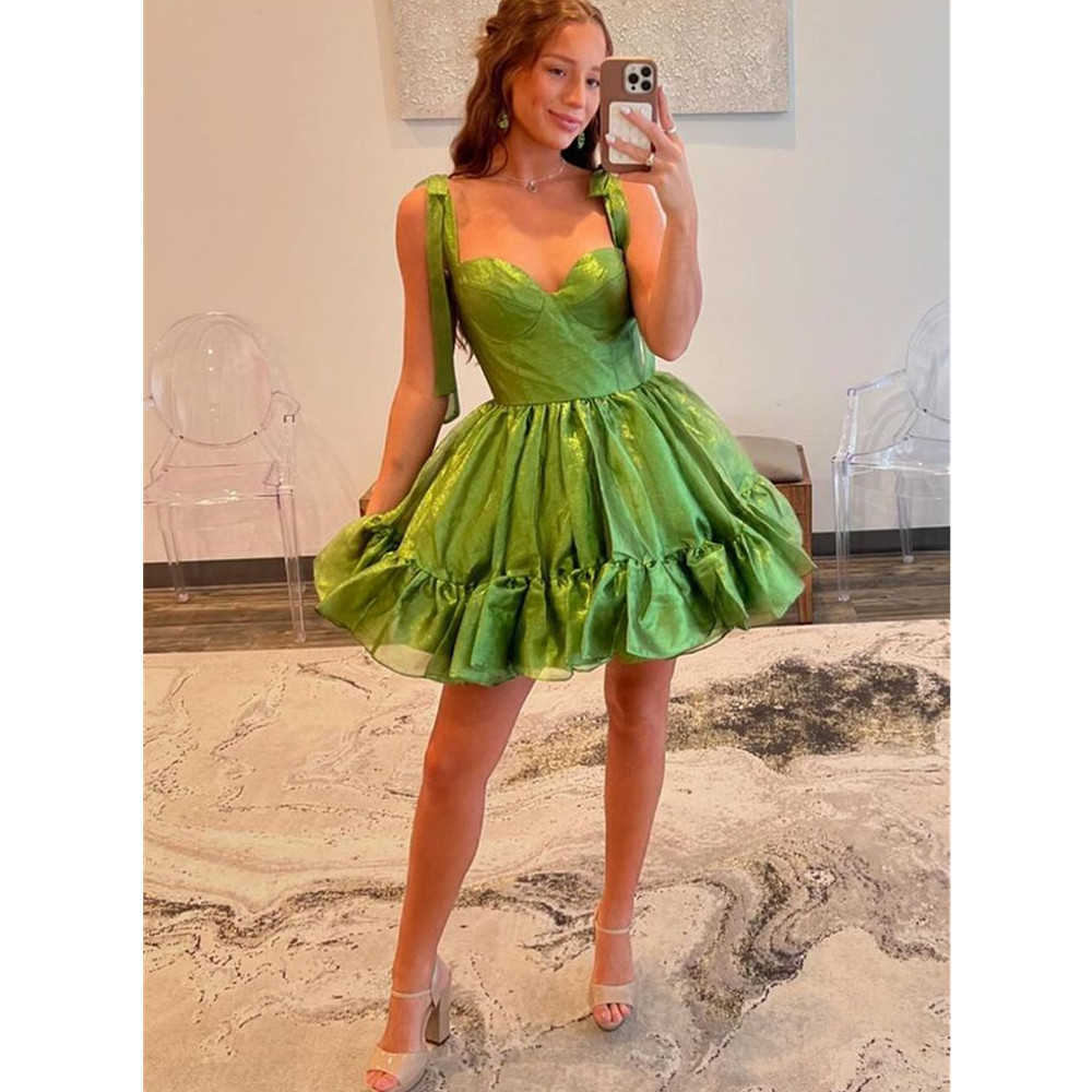 Prom Dresses with Pocket, High Low Green Formal Dresses, Green Evening Dresses Strapless