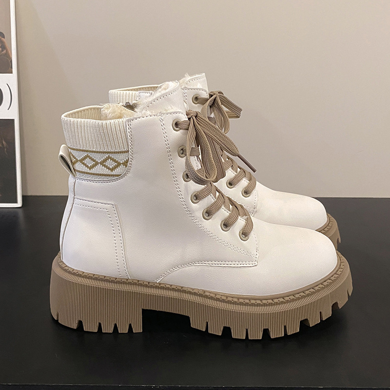 2023 Trend Sports Hot Sale Leather for Women Female Solid Color Designer Shoes Platform Rubber Women's Ankle Boots