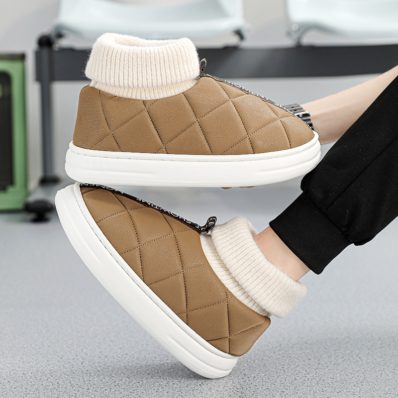 Winter Warm Men Women Snow Boots Cotton Plush Slippers Women Platform Ankle Boots Slip-on Sock Shoes Indoor Outdoor Warm Shoes