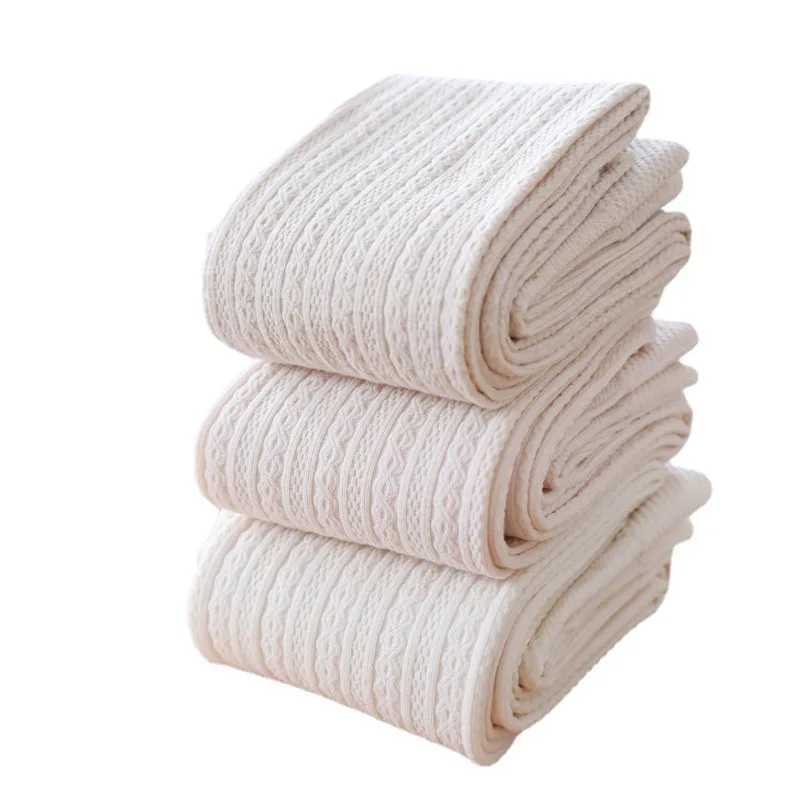 2023 New Design Sweet Retro Milk White Cotton Legs Women Vertical Twist Pantyhose Fleece Lined Warm Slimming Leg Winter ShapingX240914