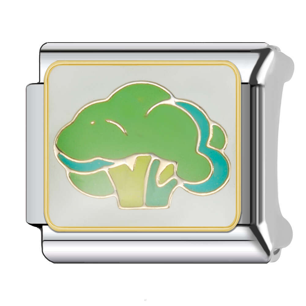 New Women's Gift Green Flower eyes crown Bead Italian Charms Links Bangle Beads Fit 9mm Stainless Steel Bracelet Making DIY For Women Fashion Jew