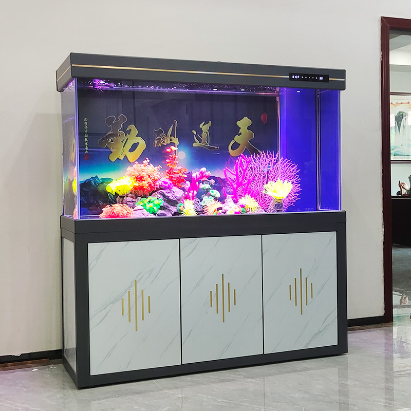 Super white glass aquarium Aquarium large living room live fish tank Marine Fish Tanks Farm Aquaculture new